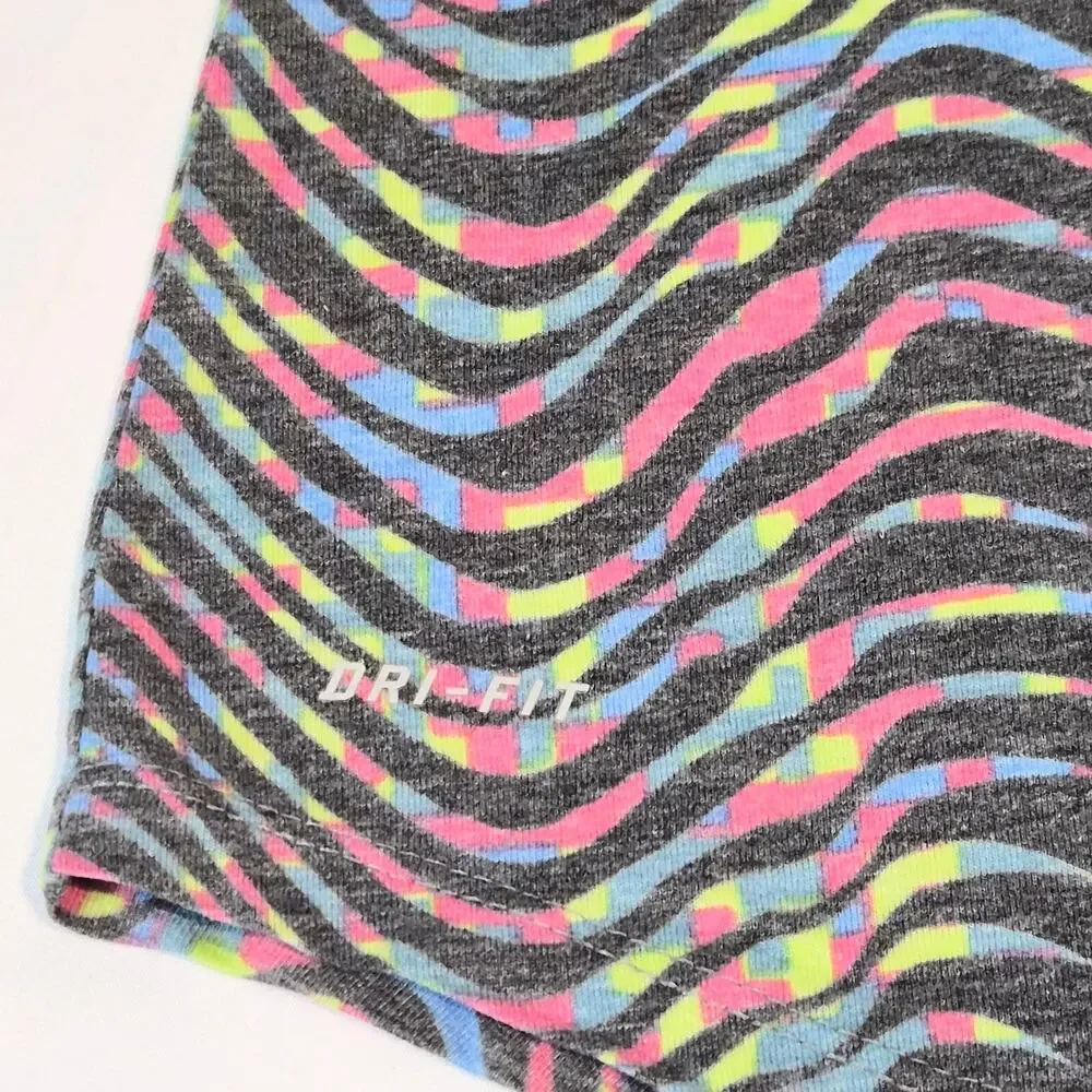 Nike Dri-Fit RUN Wave Print Racerback Tank Top Size XS Grey Pink Blue Yellow